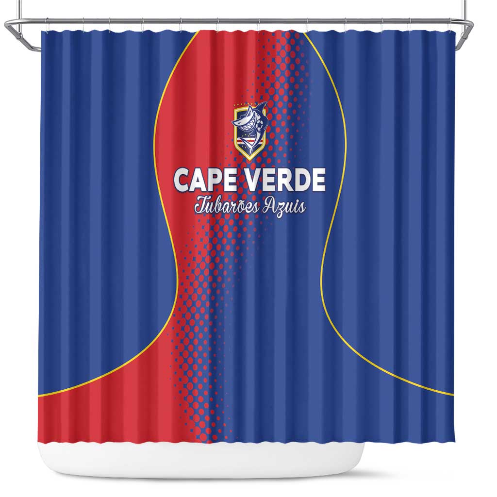 Cape Verde Football Shower Curtain Blue Sharks Make History - African Pride