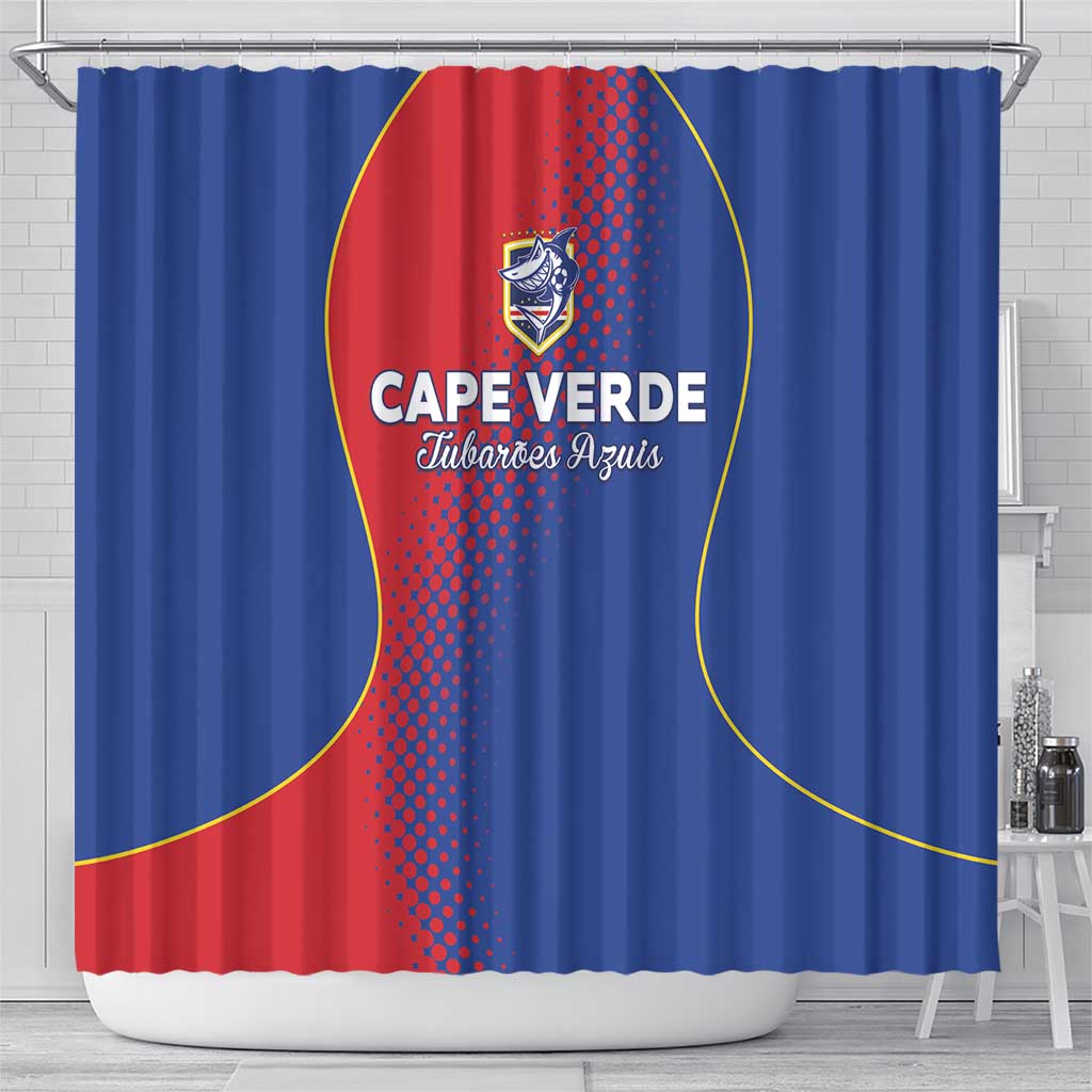 Cape Verde Football Shower Curtain Blue Sharks Make History - African Pride