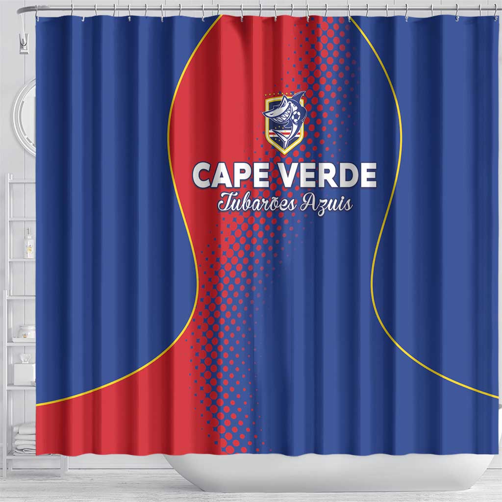 Cape Verde Football Shower Curtain Blue Sharks Make History - African Pride