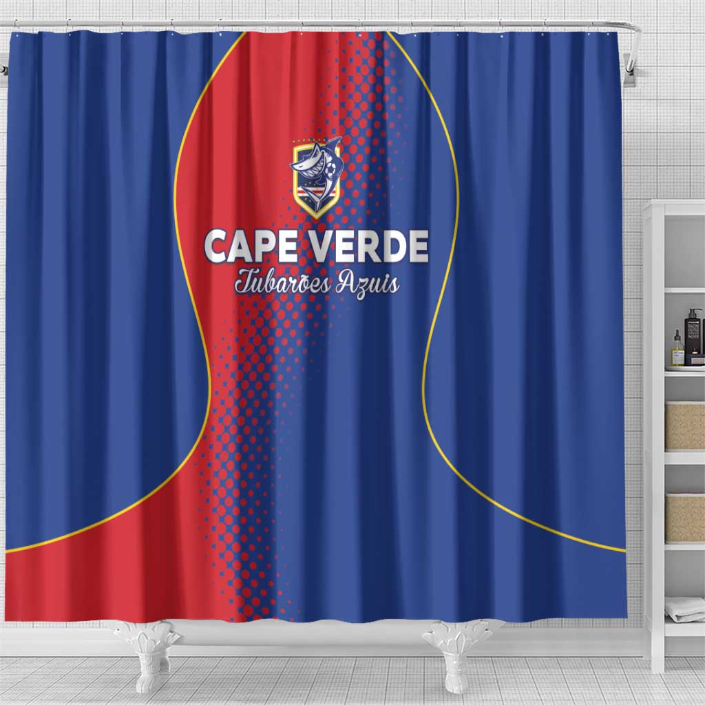 Cape Verde Football Shower Curtain Blue Sharks Make History - African Pride