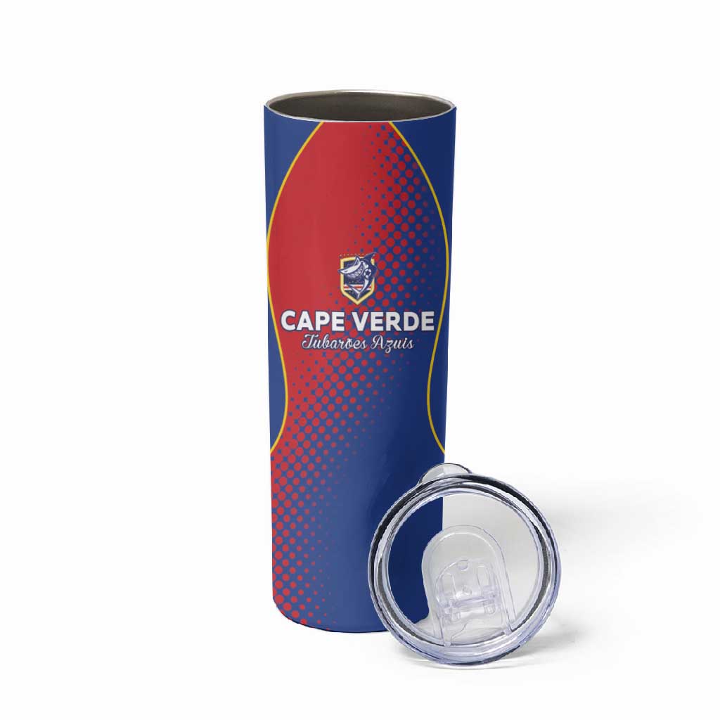 Custom Cape Verde Football Skinny Tumbler Blue Sharks Make History - African Pride
