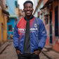 Custom Cape Verde Football Sleeve Zip Bomber Jacket Blue Sharks Make History - African Pride