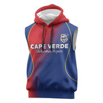 Custom Cape Verde Football Sleeveless Hoodie Blue Sharks Make History - African Pride