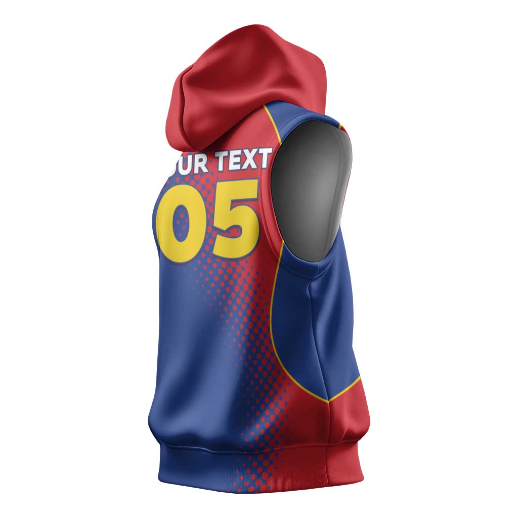 Custom Cape Verde Football Sleeveless Hoodie Blue Sharks Make History - African Pride