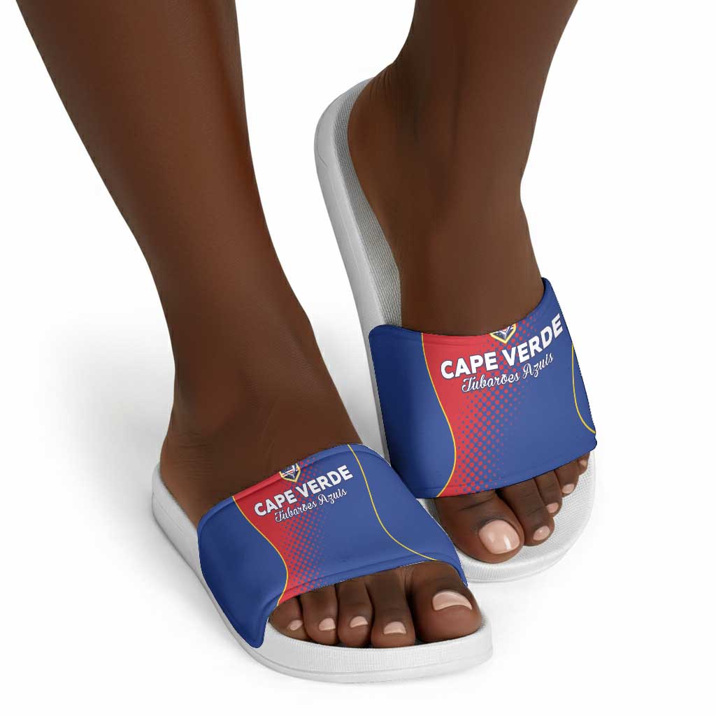 Cape Verde Football Slide Sandals Blue Sharks Make History