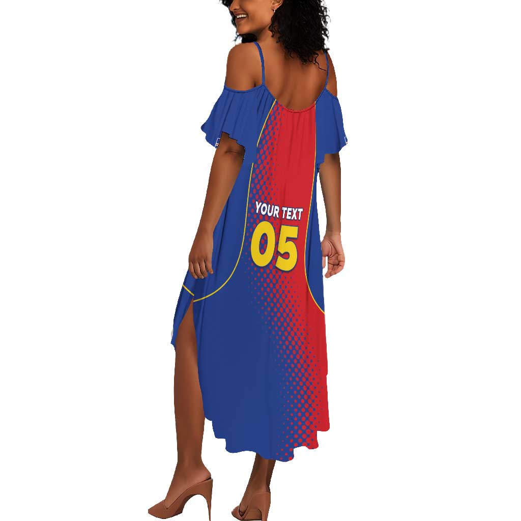 Custom Cape Verde Football Summer Maxi Dress Blue Sharks Make History - African Pride