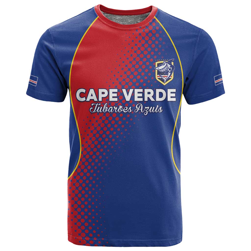 Custom Cape Verde Football T shirt Blue Sharks Make History - African Pride