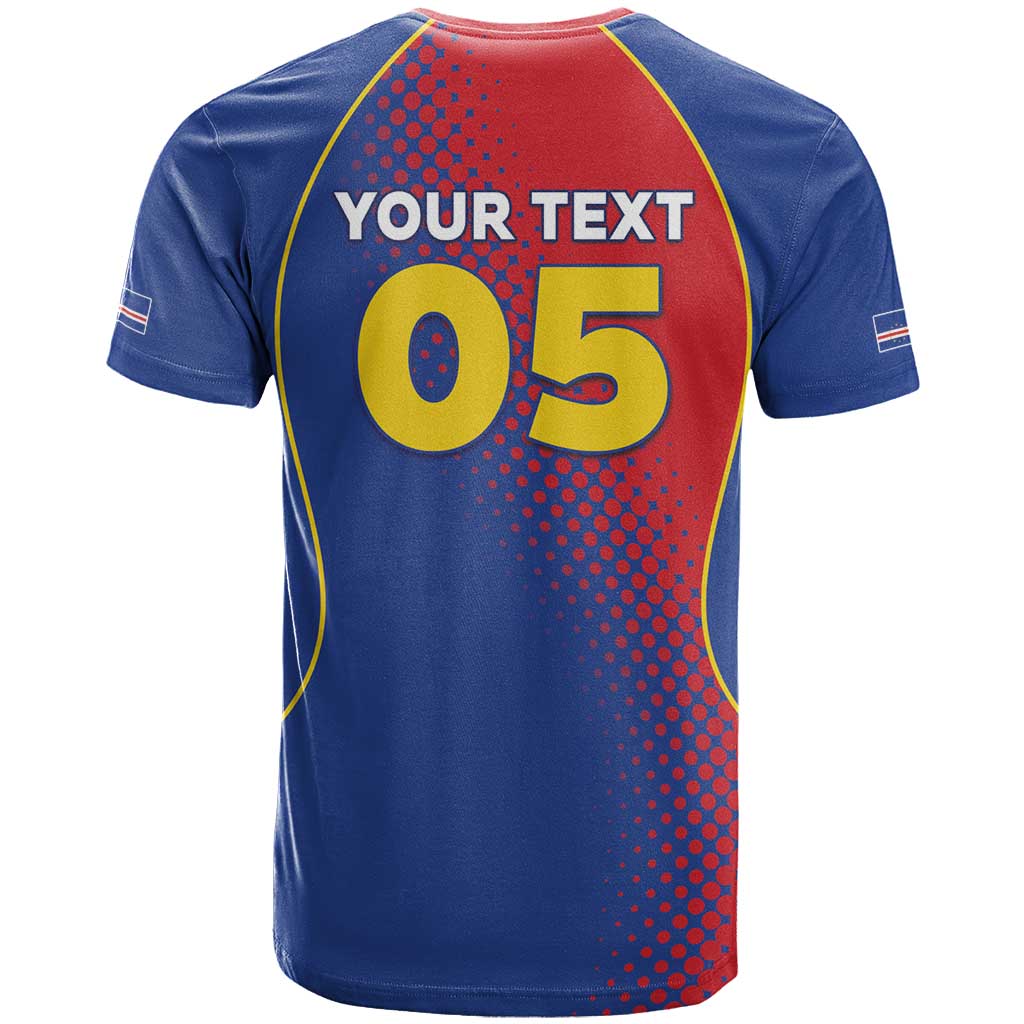 Custom Cape Verde Football T shirt Blue Sharks Make History - African Pride