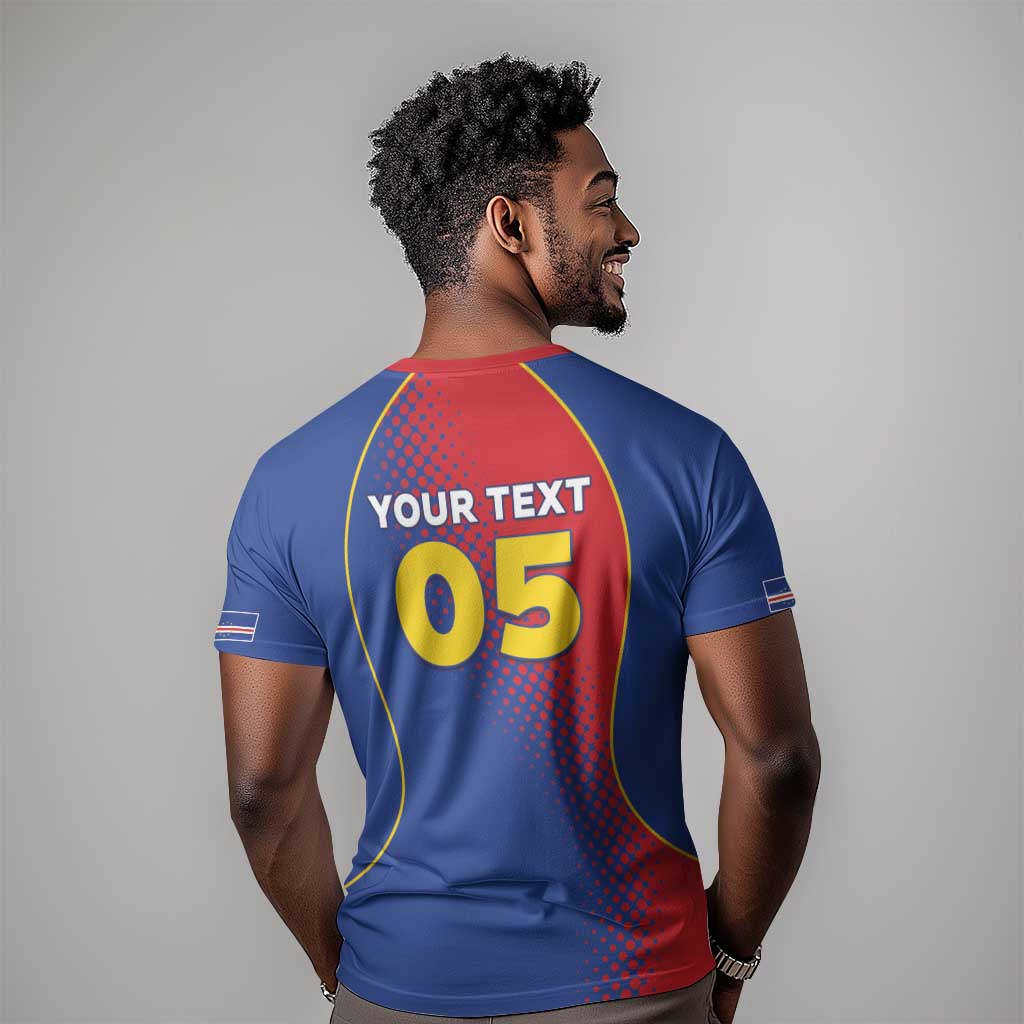 Custom Cape Verde Football T shirt Blue Sharks Make History - African Pride