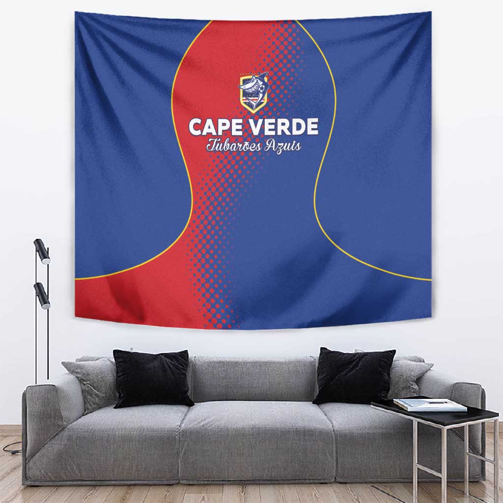 Cape Verde Football Tapestry Blue Sharks Make History - African Pride
