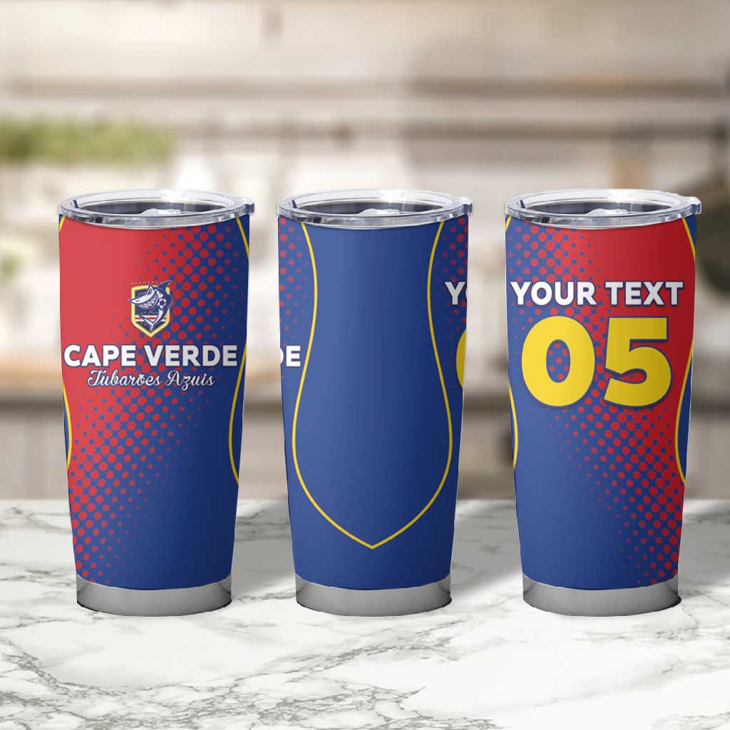 Custom Cape Verde Football Tumbler Cup Blue Sharks Make History - African Pride
