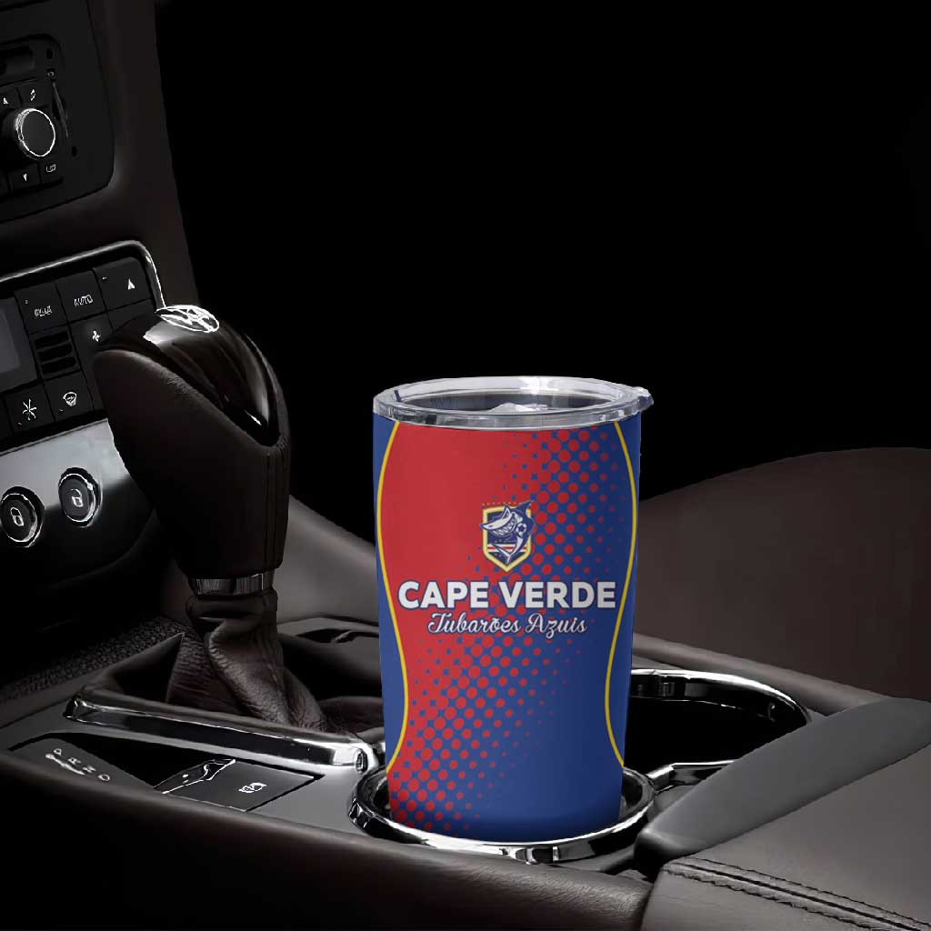 Custom Cape Verde Football Tumbler Cup Blue Sharks Make History - African Pride