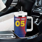 Custom Cape Verde Football Tumbler With Handle Blue Sharks Make History - African Pride