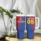 Custom Cape Verde Football Tumbler With Handle Blue Sharks Make History - African Pride