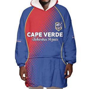 Custom Cape Verde Football Wearable Blanket Hoodie Blue Sharks Make History - African Pride