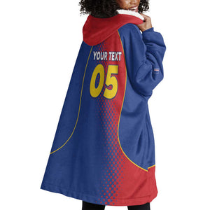 Custom Cape Verde Football Wearable Blanket Hoodie Blue Sharks Make History - African Pride