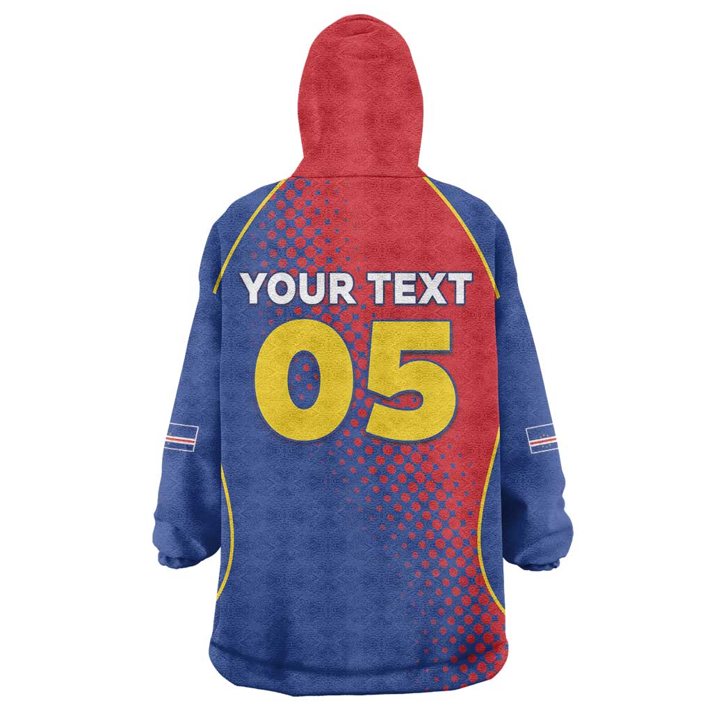 Custom Cape Verde Football Wearable Blanket Hoodie Blue Sharks Make History - African Pride