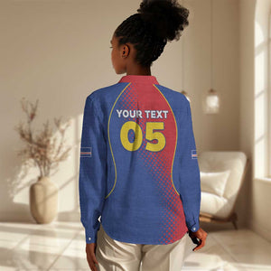 Custom Cape Verde Football Women Casual Shirt Blue Sharks Make History - African Pride