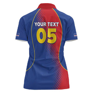 Custom Cape Verde Football Women Polo Shirt Blue Sharks Make History - African Pride