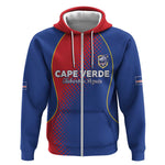 Custom Cape Verde Football Zip Hoodie Blue Sharks Make History - African Pride