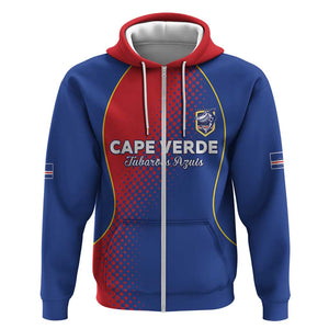 Custom Cape Verde Football Zip Hoodie Blue Sharks Make History - African Pride