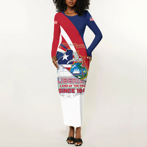 Liberia 1847 Long Sleeve Bodycon Dress Happy Independence Day