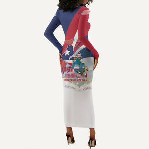 Liberia 1847 Long Sleeve Bodycon Dress Happy Independence Day