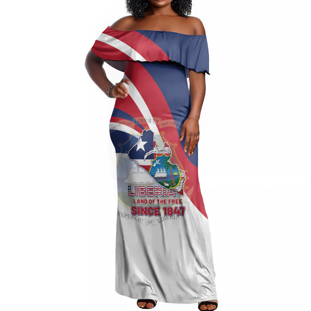 Liberia 1847 Off Shoulder Maxi Dress Happy Independence Day