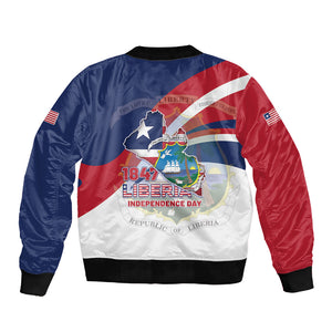 Liberia 1847 Sleeve Zip Bomber Jacket Happy Independence Day