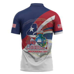 Liberia 1847 Zipper Polo Shirt Happy Independence Day