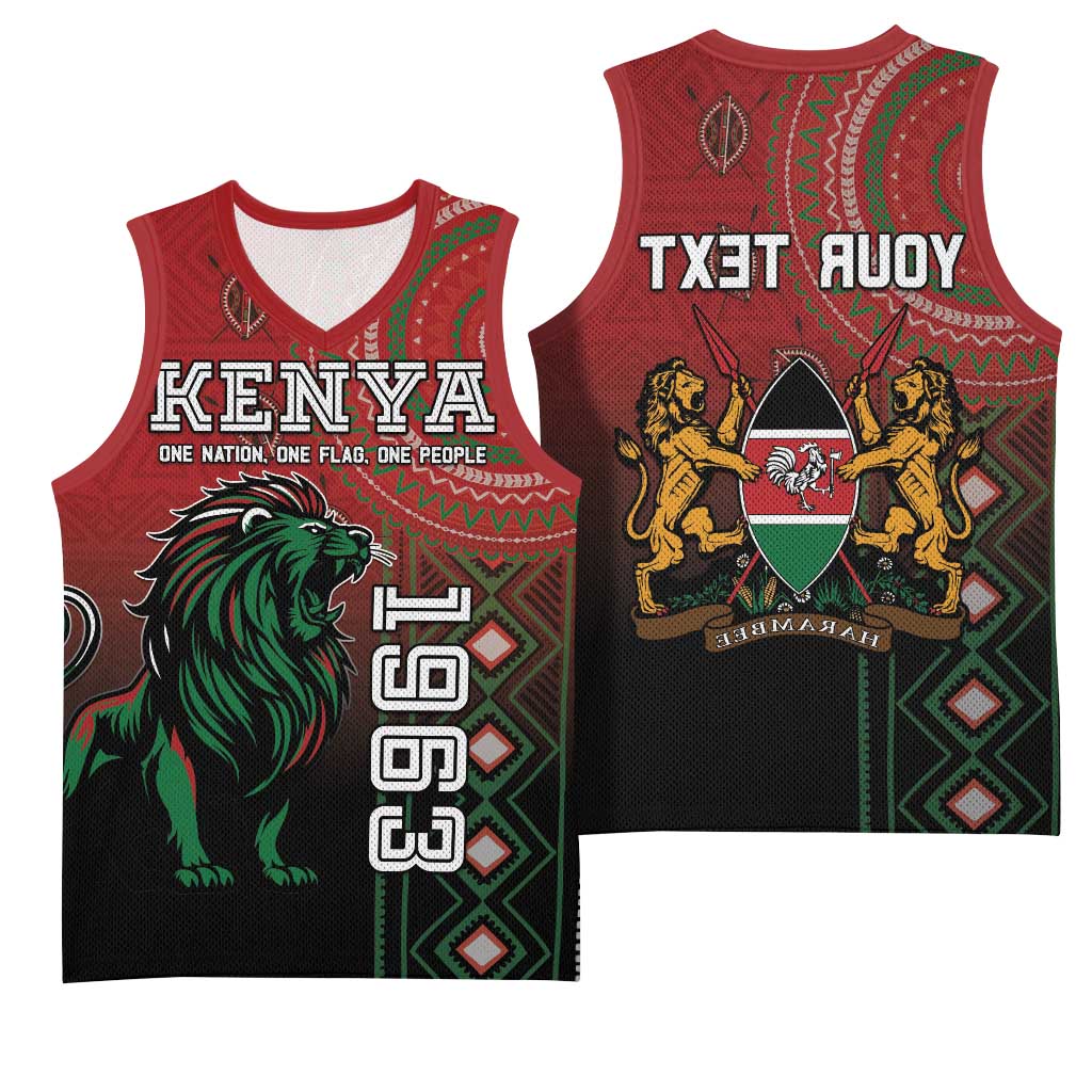 Personalised Kenya Jamhuri Day Basketball Jersey One Nation One Flag One People - African Pride
