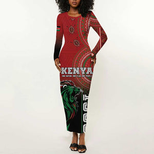 Personalised Kenya Jamhuri Day Long Sleeve Bodycon Dress One Nation One Flag One People LT05