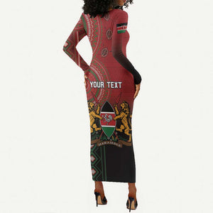 Personalised Kenya Jamhuri Day Long Sleeve Bodycon Dress One Nation One Flag One People LT05