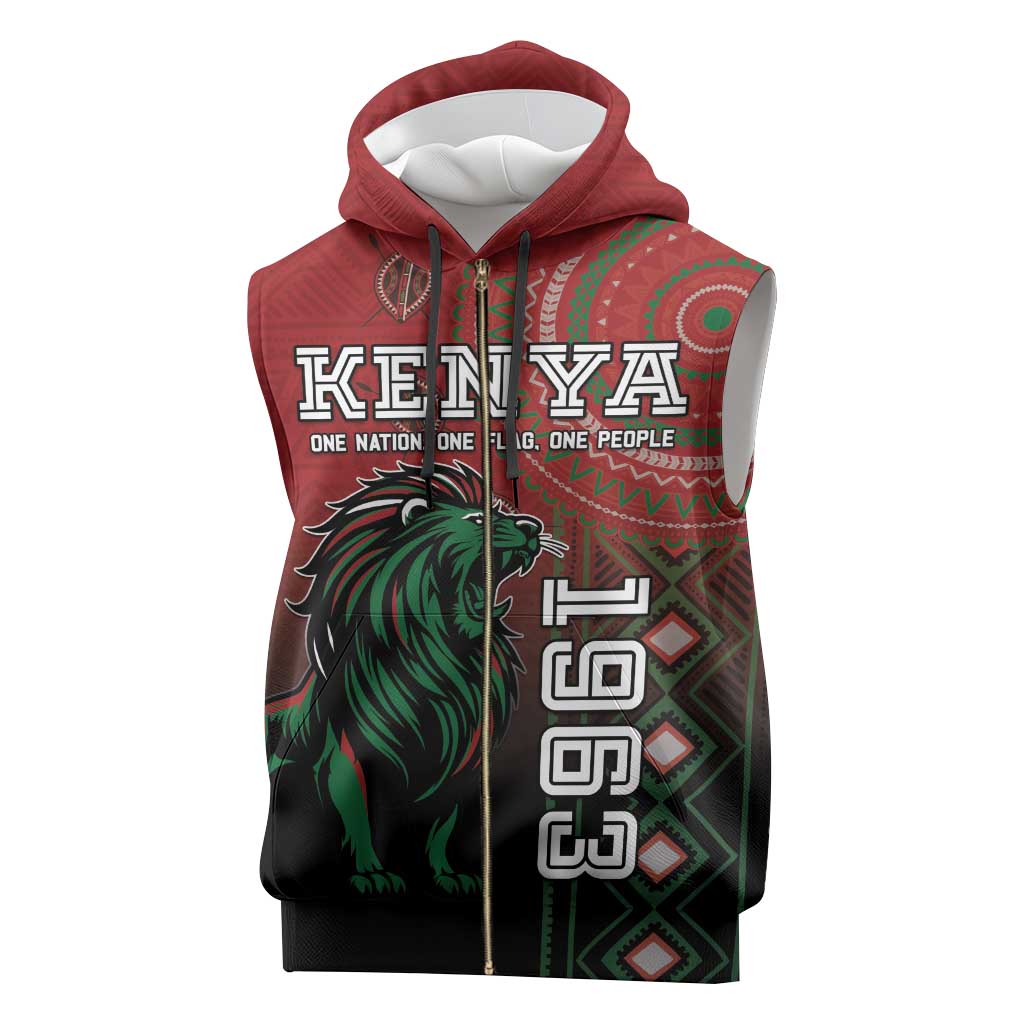 Personalised Kenya Jamhuri Day Sleeveless Zip Hoodie One Nation One Flag One People - African Pride