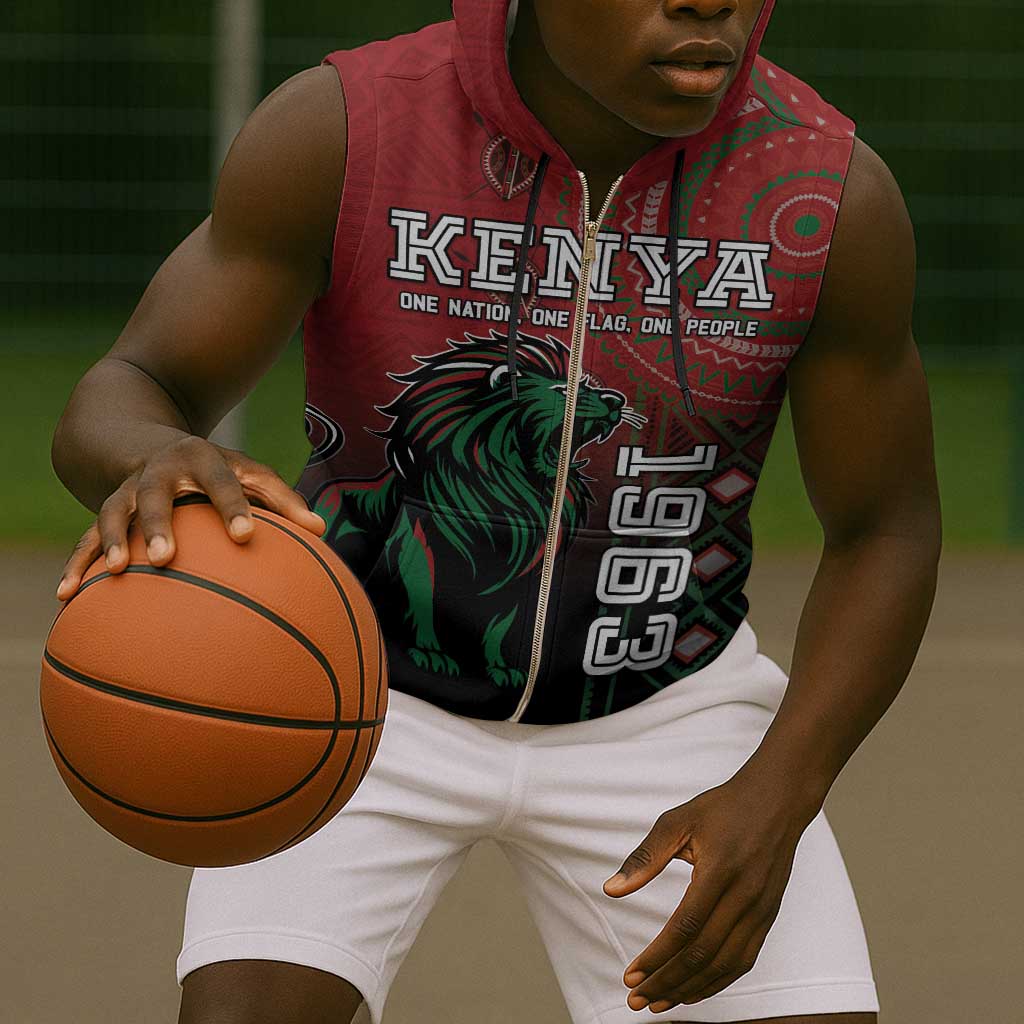 Personalised Kenya Jamhuri Day Sleeveless Zip Hoodie One Nation One Flag One People - African Pride