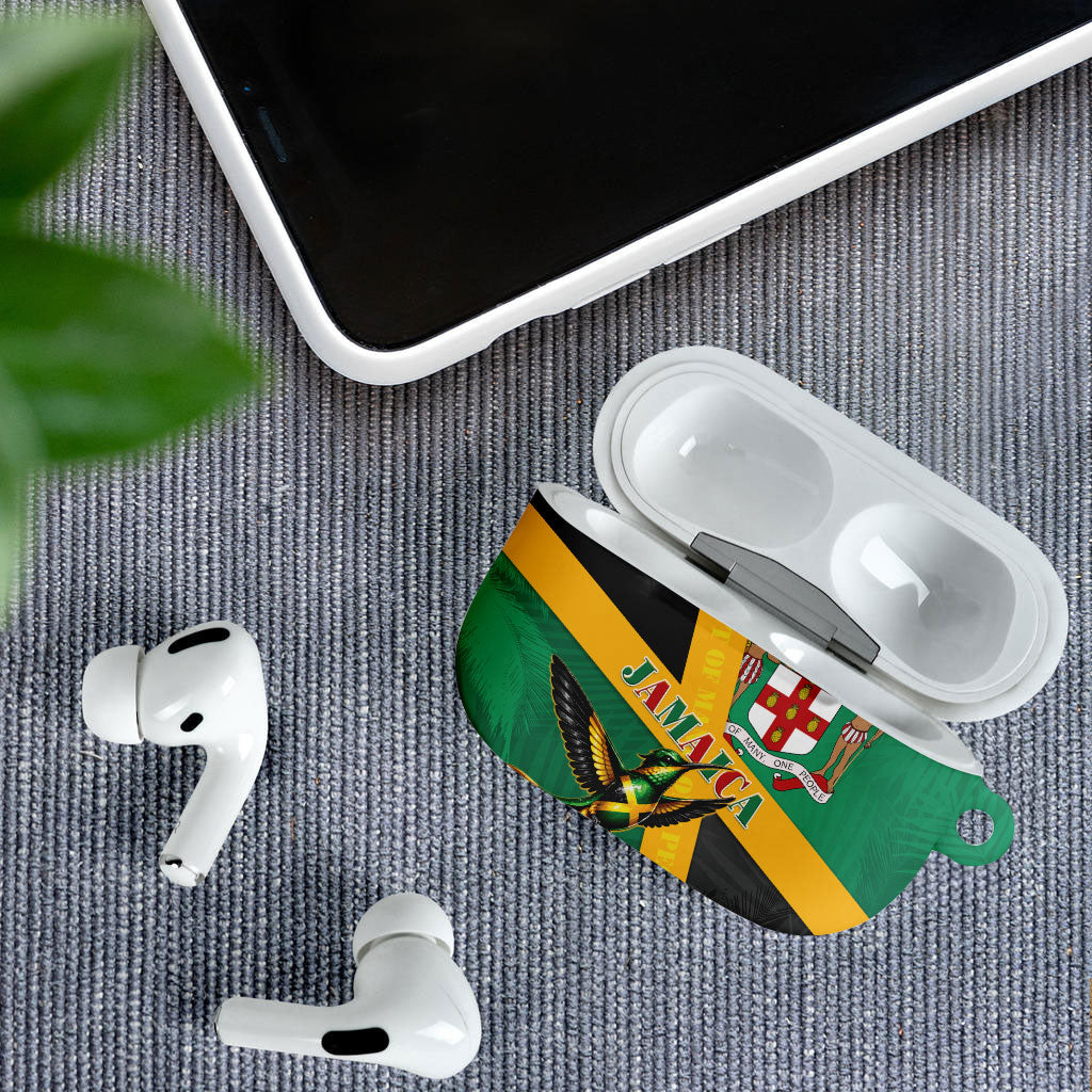 Jamaica Independence Day AirPods Case Coat Of Arms With Doctor Bird Tropical Vibes