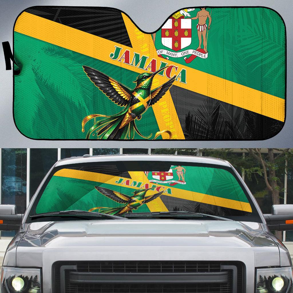 Jamaica Independence Day Auto Sun Shade Coat Of Arms With Doctor Bird Tropical Vibes