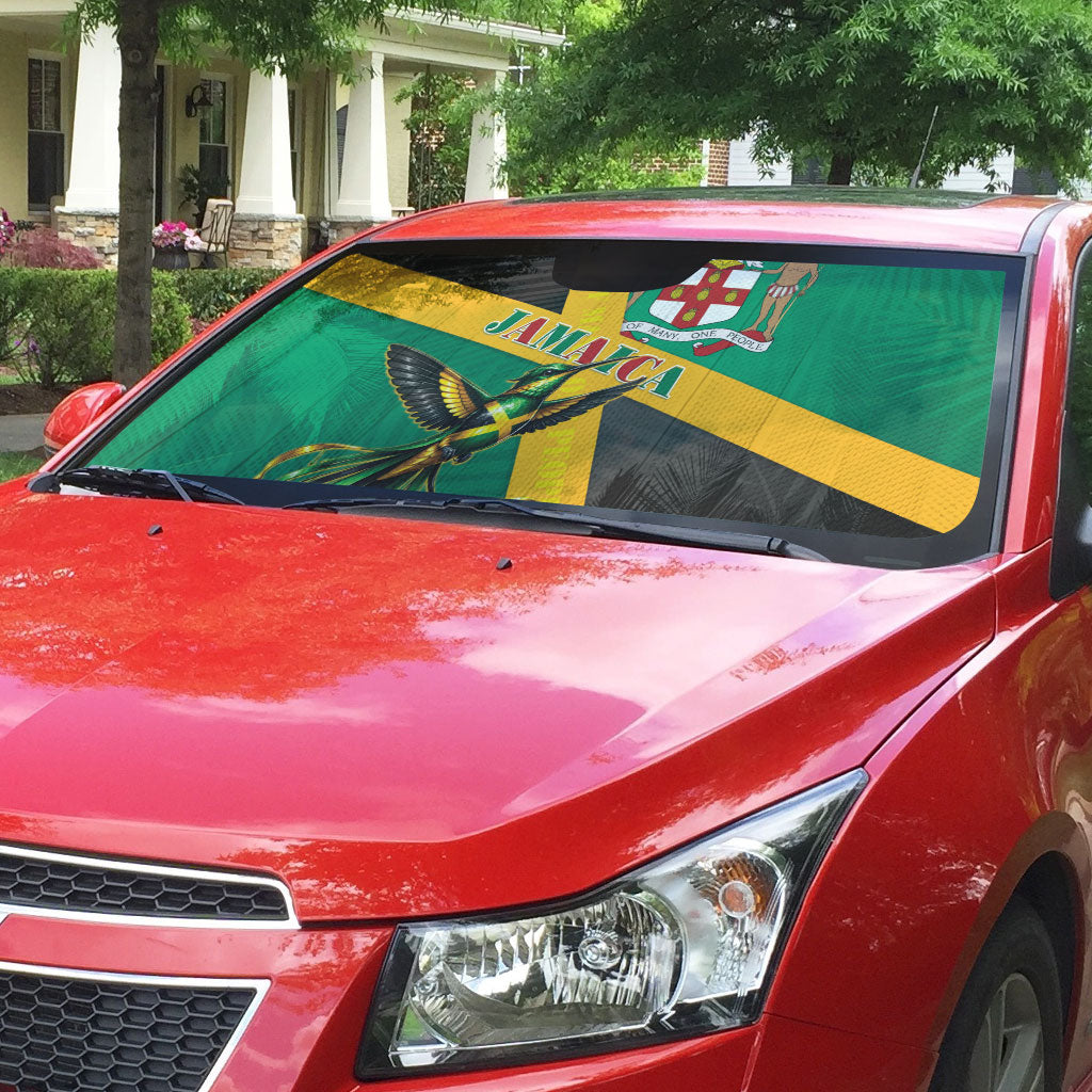 Jamaica Independence Day Auto Sun Shade Coat Of Arms With Doctor Bird Tropical Vibes