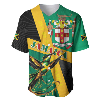 Jamaica Independence Day Baseball Jersey Coat Of Arms With Doctor Bird Tropical Vibes