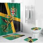 Jamaica Independence Day Bathroom Set Coat Of Arms With Doctor Bird Tropical Vibes