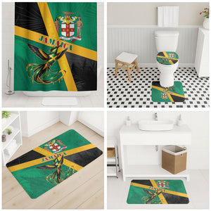 Jamaica Independence Day Bathroom Set Coat Of Arms With Doctor Bird Tropical Vibes
