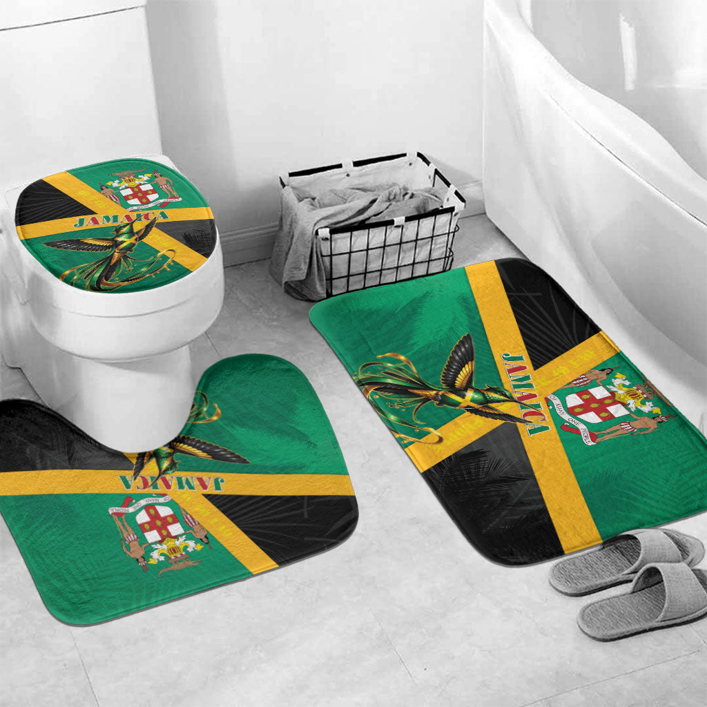 Jamaica Independence Day Bathroom Set Coat Of Arms With Doctor Bird Tropical Vibes