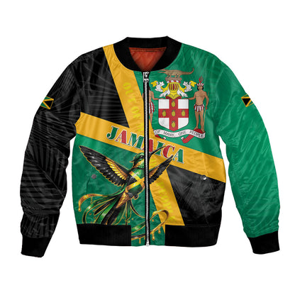 Jamaica Independence Day Bomber Jacket Coat Of Arms With Doctor Bird Tropical Vibes