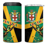 Jamaica Independence Day 4 in 1 Can Cooler Tumbler Coat Of Arms With Doctor Bird Tropical Vibes