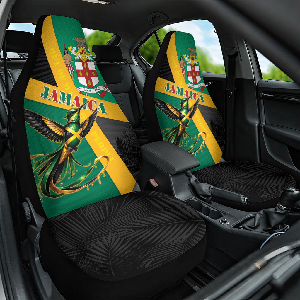 Jamaica Independence Day Car Seat Cover Coat Of Arms With Doctor Bird Tropical Vibes