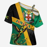 Jamaica Independence Day Cross Shoulder Shirt Coat Of Arms With Doctor Bird Tropical Vibes