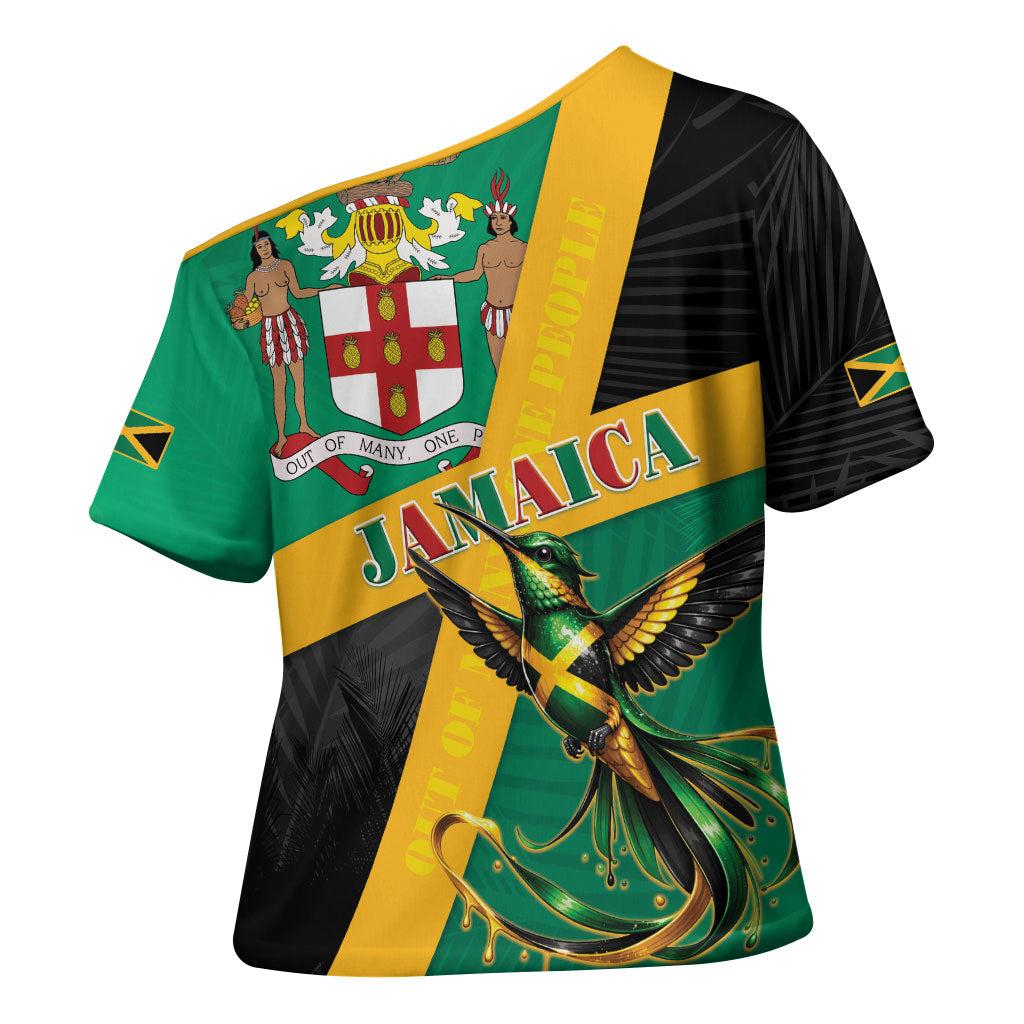 Jamaica Independence Day Cross Shoulder Shirt Coat Of Arms With Doctor Bird Tropical Vibes