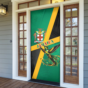 Jamaica Independence Day Door Cover Coat Of Arms With Doctor Bird Tropical Vibes