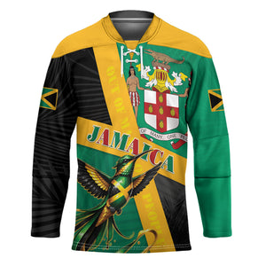 Jamaica Independence Day Hockey Jersey Coat Of Arms With Doctor Bird Tropical Vibes