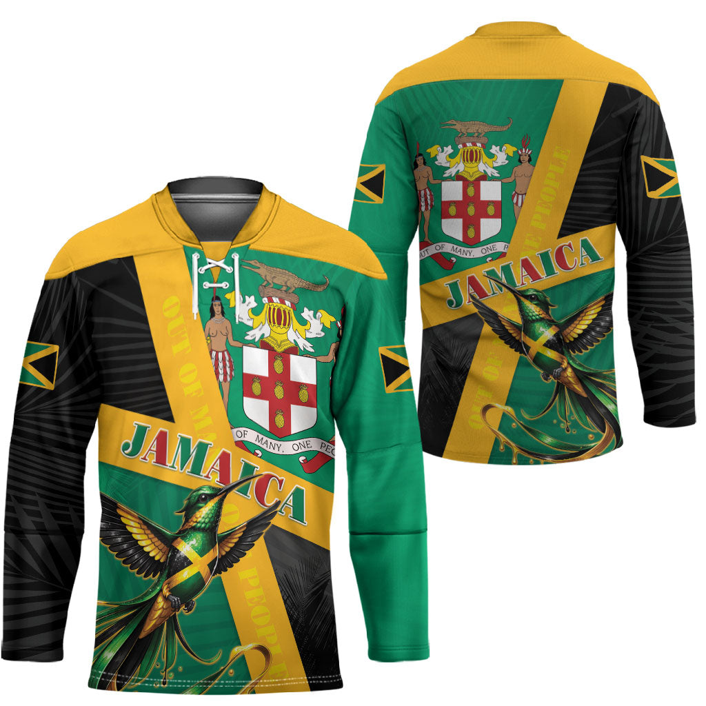 Jamaica Independence Day Hockey Jersey Coat Of Arms With Doctor Bird Tropical Vibes